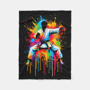 Cobertor De Velo Colorida Karate Tie Dye Cor Karate Fã Srt Homens W