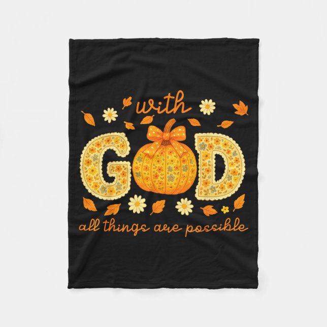 Cobertor De Velo Com Deus Todas as Coisas São Possíveis Floral Fall (Frente)