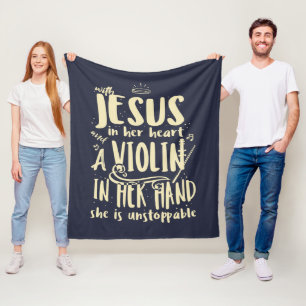 Cobertor De Velo Com Jesus no Coração Um Violino na Mão