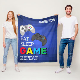 Cobertor De Velo Coma, Dorme, Joga, Repete | Gamer Personalizado