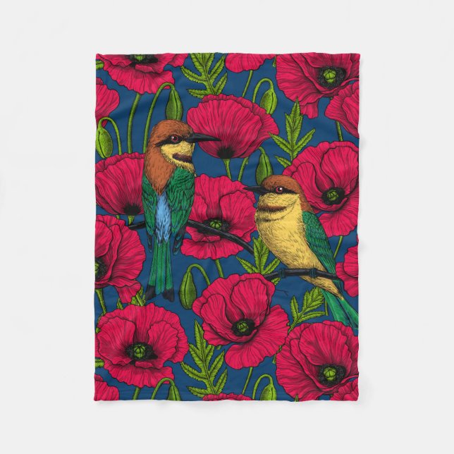 Cobertor De Velo Comedores de abelhas e papoilas (Frente)