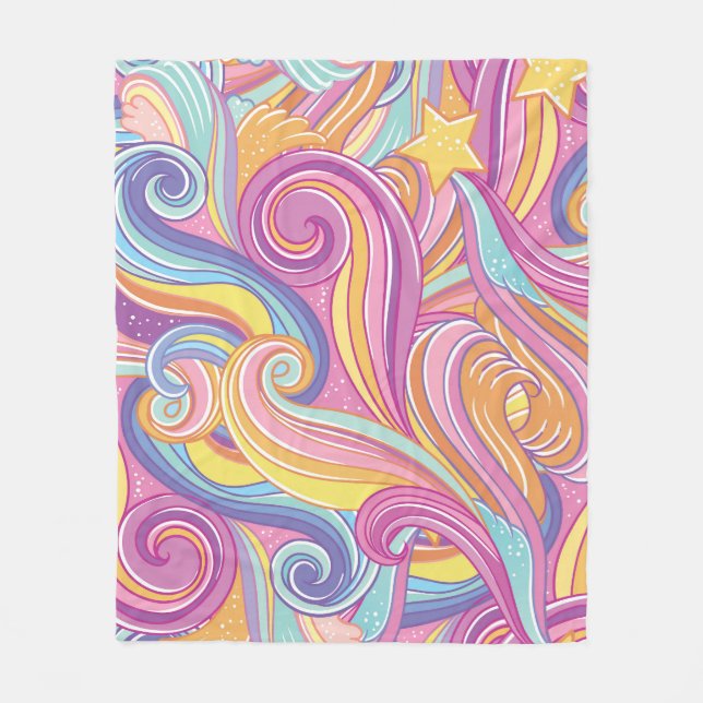 Cobertor De Velo Cometa Arco-Íris: Céu Sonho Mágico. (Frente)