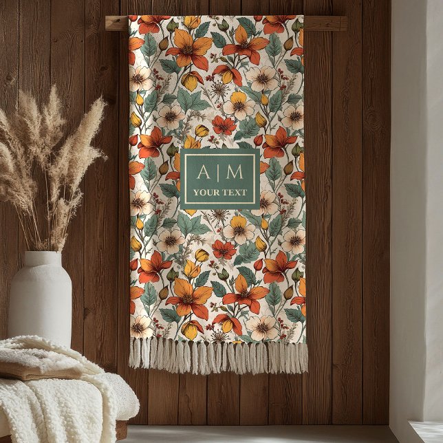 Cobertor De Velo Comfy Olive Green Rust Copper Autumn Flower Art  (Comfy Olive Green Rust Copper Autumn Flower Art Blanket)