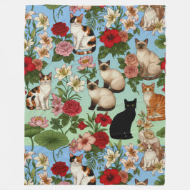 Cobertor De Velo Companheiros de Jardim – Gatos Florais em Flor