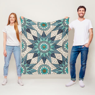 Cobertor De Velo Compasso Mosaico Índigo Turquesa – Vidro Fosco