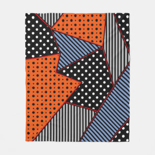 Cobertor De Velo Composição Geométrica abstrato: Padrão Azul Laranj