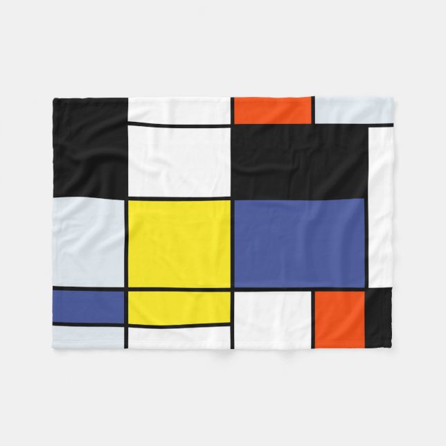 Cobertor De Velo Composição Piet Mondrian A - Arte Moderna Abstrato (Frente (Horizontal))