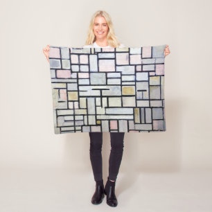 Cobertor De Velo Composição Rosa e Cinzas, Mondrian