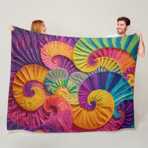 Cobertor De Velo Conchas Cromáticas: Mosaico Espiral Vibrante