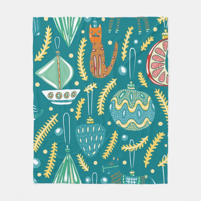 Cobertor De Velo Condecorações de Natal sem problemas. Bright col (Frente)