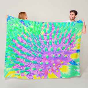 Cobertor De Velo Coneflower Abstrata Azul Turquesa e Roxo