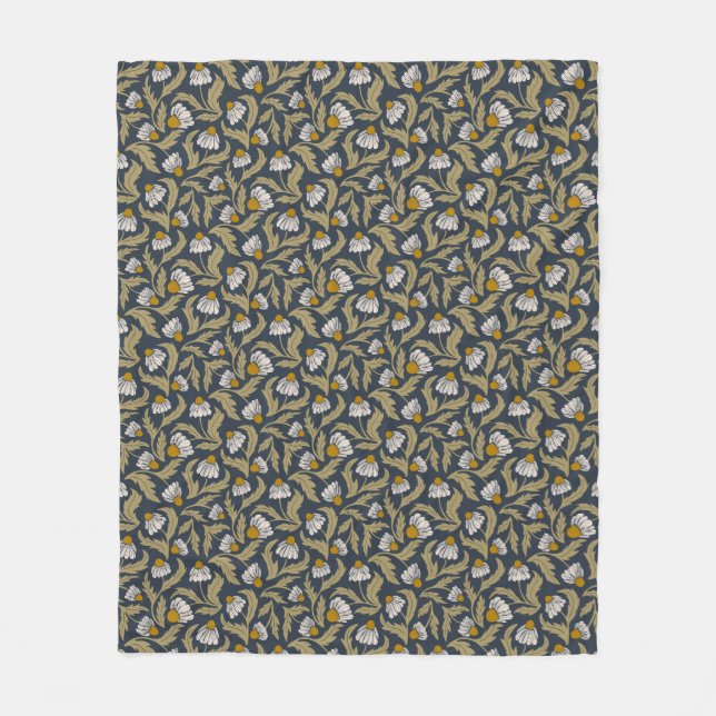 Cobertor De Velo Coneflowers on Navy Blue Modern Floral (Frente)