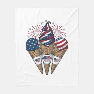 Cobertor De Velo Cones de Sorvete Patrióticos Vintage Quatro de Jul