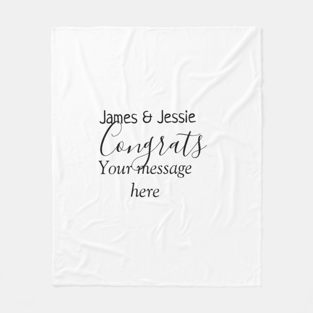 Cobertor De Velo Congrats add name message wedding newly wed couple (Frente)