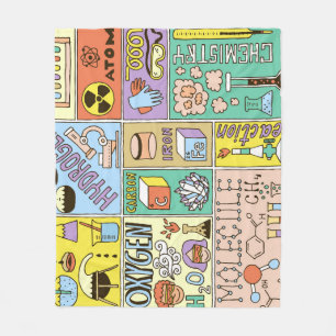 Cobertor De Velo Conjunto de Ilustração de Vintage de Química Scien