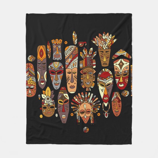 Cobertor De Velo Conjunto étnico de máscara tribal, esboço (Frente)