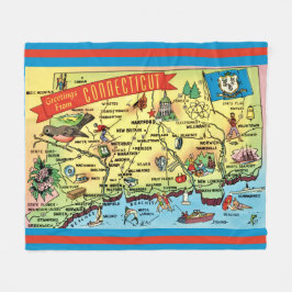 Cobertor De Velo Connecticut Postcard Map