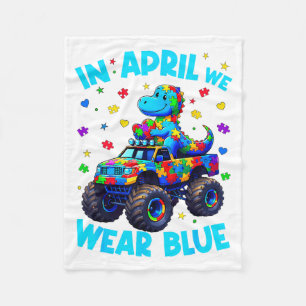 Cobertor De Velo Conscientização do Autismo em Abril Use Azul T-Rex