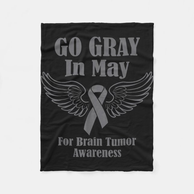 Cobertor De Velo Conscientização do tumor cerebral use cinza em mai (Frente)