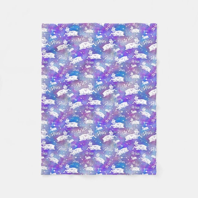 Cobertor De Velo Constelação de Aries Ram Stars Padrão de Aniversár (Frente)
