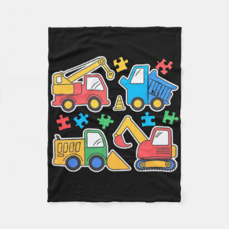 Cobertor De Velo Construction Trucks Excavator Autism Awareness Tee