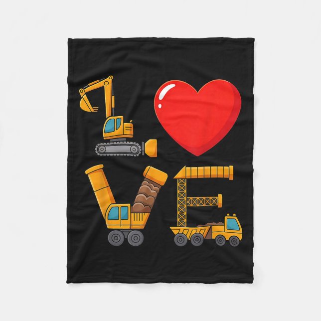Cobertor De Velo Construction Valentine Love Spelled With Trucks Ex (Frente)