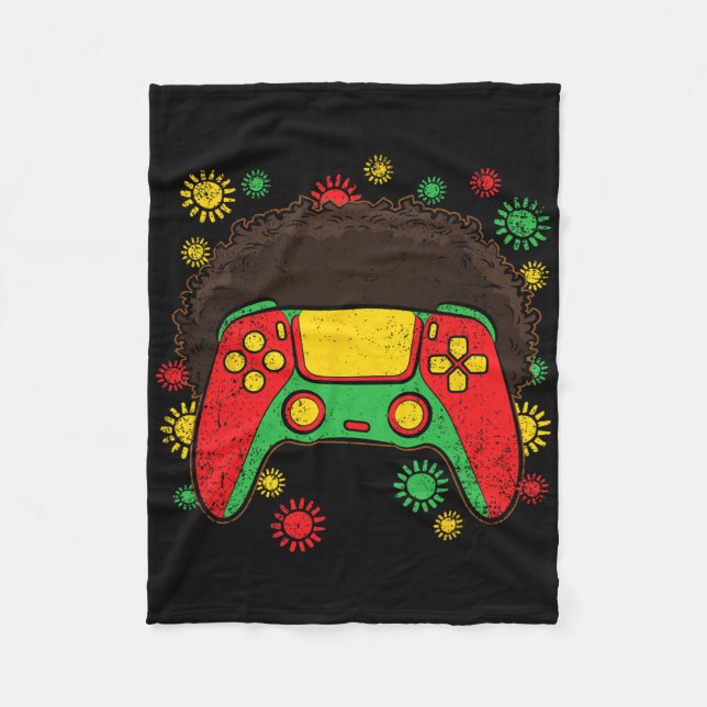 Cobertor De Velo Controlador de videogame Afro Mês da História Negr (Frente)