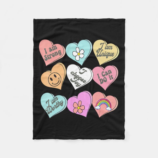 Cobertor De Velo Conversation Hearts Groovy Valentines Day Cute Tea (Frente)