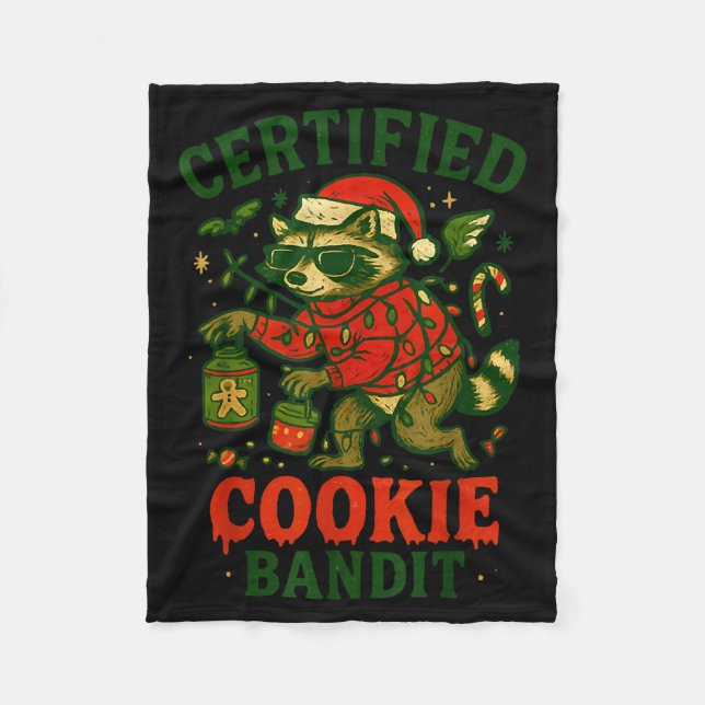 Cobertor De Velo Cookie Bandit Certificado, Luzes de Natal Engraçad (Frente)