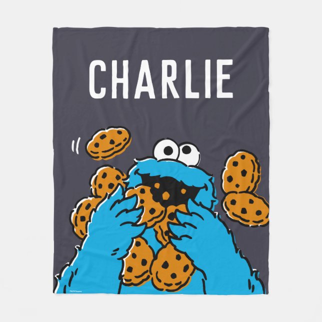 Cobertor De Velo Cookie Monster Eating All the Cookies (Frente)