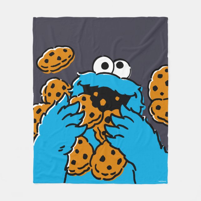 Cobertor De Velo Cookie Monster Eating All the Cookies (Frente)
