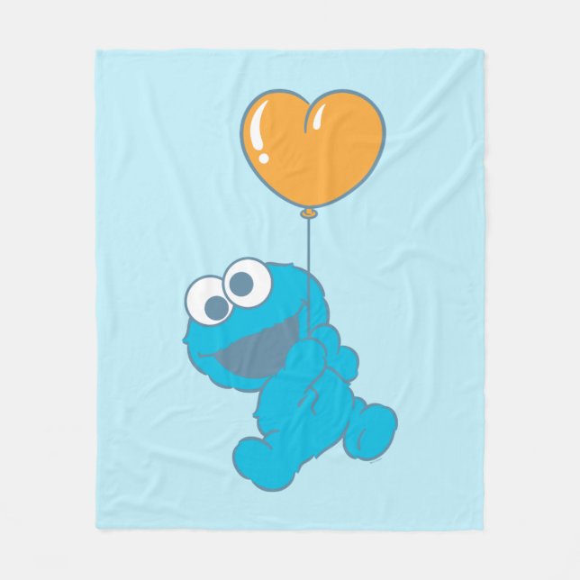 Cobertor De Velo Cookie Monster Heart Balloon (Frente)