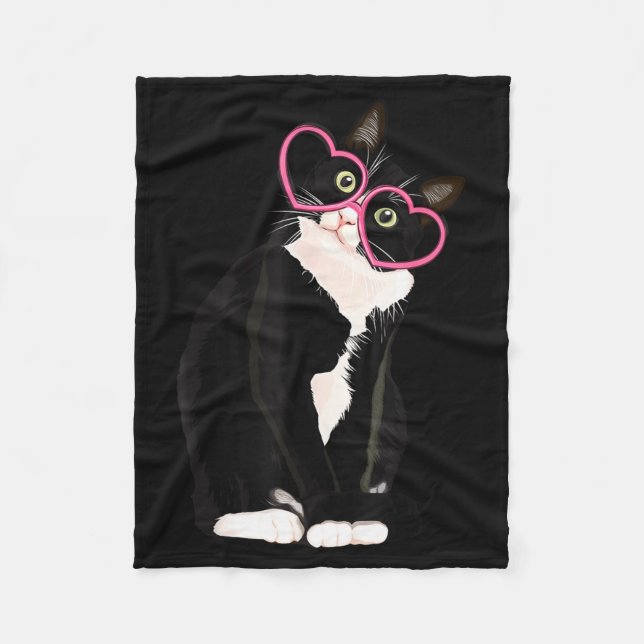 Cobertor De Velo Cool Black Cat Kitten Red Heart Gles Happy Valenti (Frente)