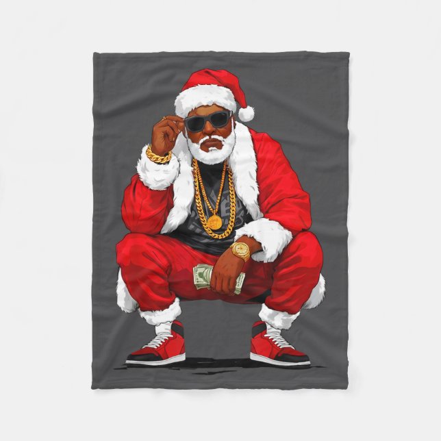 Cobertor De Velo Cool Black Man Santa Claus Christmas African Ameri (Frente)