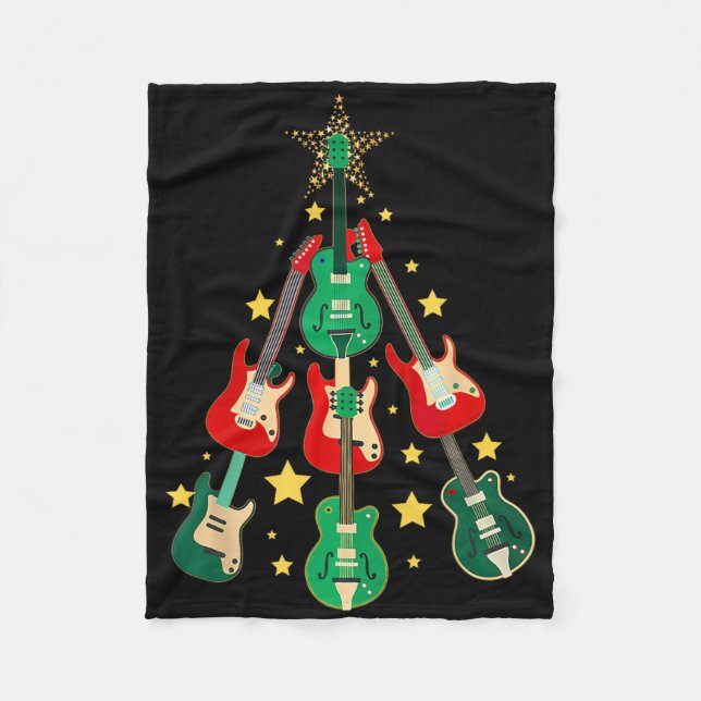 Cobertor De Velo Cool Guitar Christmas Tree Guitar Lovers Christmas (Frente)