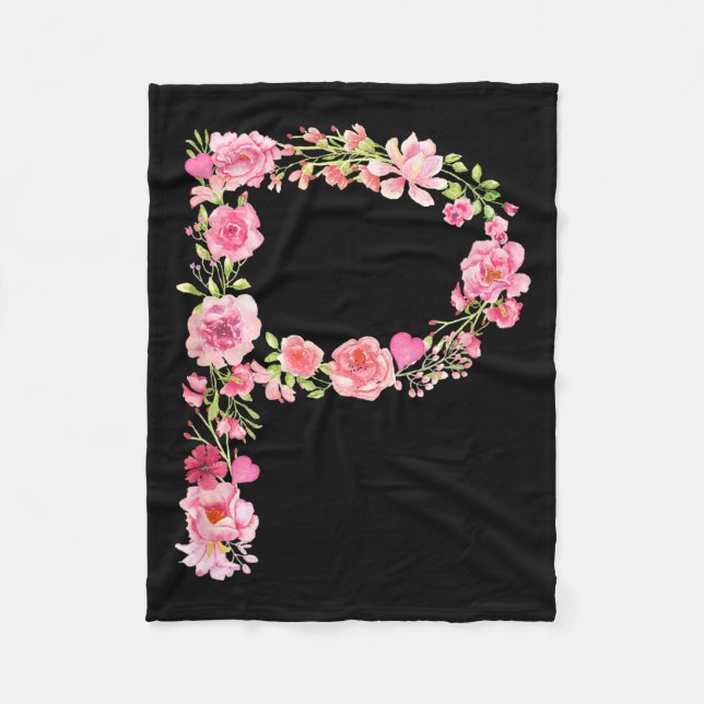 Cobertor De Velo Cool Initial Alphabet Monogram Flowers Floral Lett (Frente)