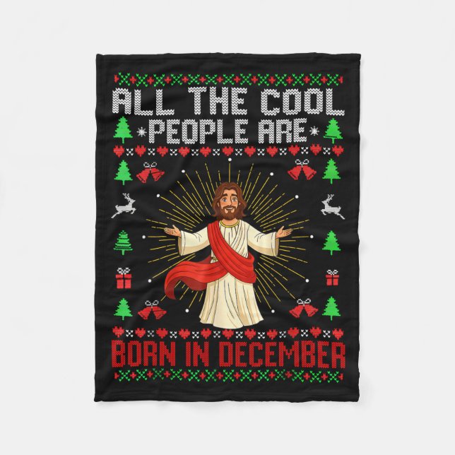 Cobertor De Velo Cool People Are Born In December Christian Christm (Frente)