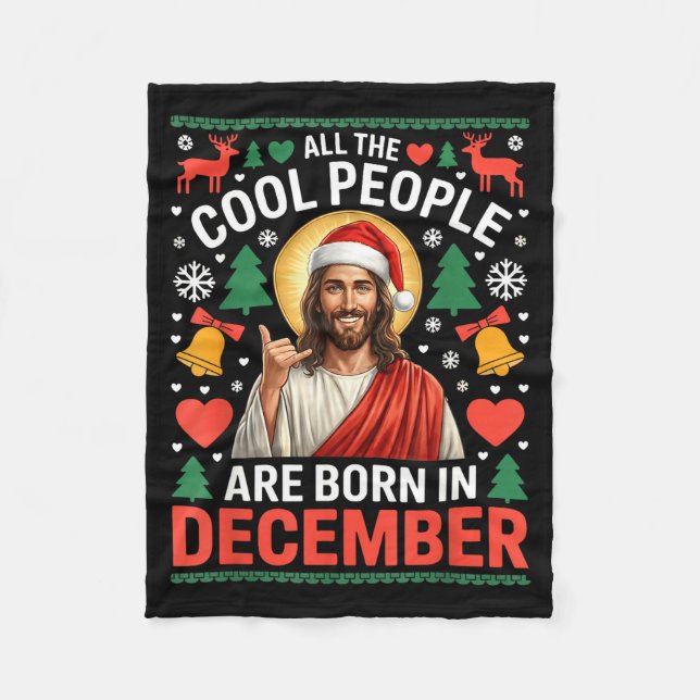 Cobertor De Velo Cool People Are Born In December Christian Christm (Frente)