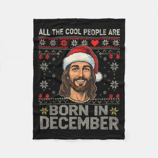 Cobertor De Velo Cool People Are Born In December Christian Christm (Frente)