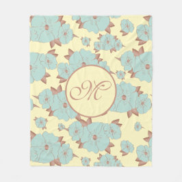 Cobertor De Velo Copper Pale Teal Floral em Pastel amarelo