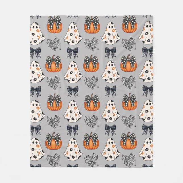 Cobertor De Velo Coquette Ghost Pumpkin - Adorável e Spooky (Frente)