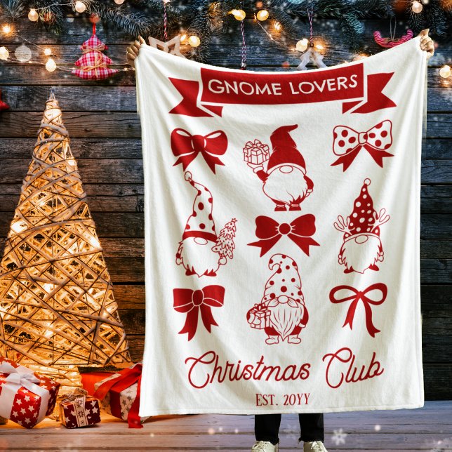 Cobertor De Velo Coquette Gnome Lovers Christmas Club - Red | Branc (Coquette Gnome Lovers Christmas Club Red White Fleece Blanket)