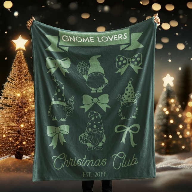 Cobertor De Velo Coquette Gnome Lovers Christmas Club -Sage | Branc (Coquette Gnome Lovers Christmas Club Dark Green | Sage Green Fleece Blanket)