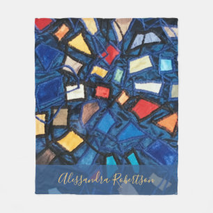 Cobertor De Velo Cor Abstrata Azul Personalizada Vidro Colorido Asp