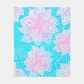 Cobertor De Velo Cor azul e rosa das flores do ornamentado, patamar