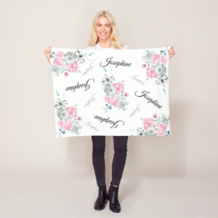 Cobertor De Velo Cor de água rosa clara Cor de água floral Nome d