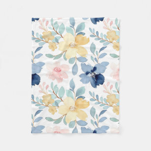 Cobertor De Velo Cor de fundo branca Design Floral de aquarela