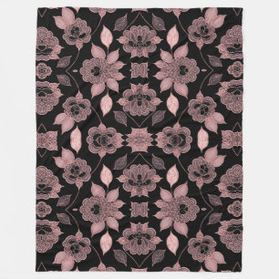 Cobertor De Velo Cor-de-rosa elegante em renda preta em estilo vint