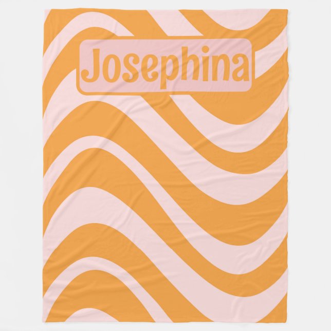 Cobertor De Velo Cor-de-rosa-laranja-curva personalizada (Frente)