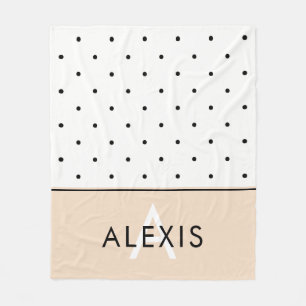Cobertor De Velo Cor-de-rosa pálido com Bolinhas pretas e brancas